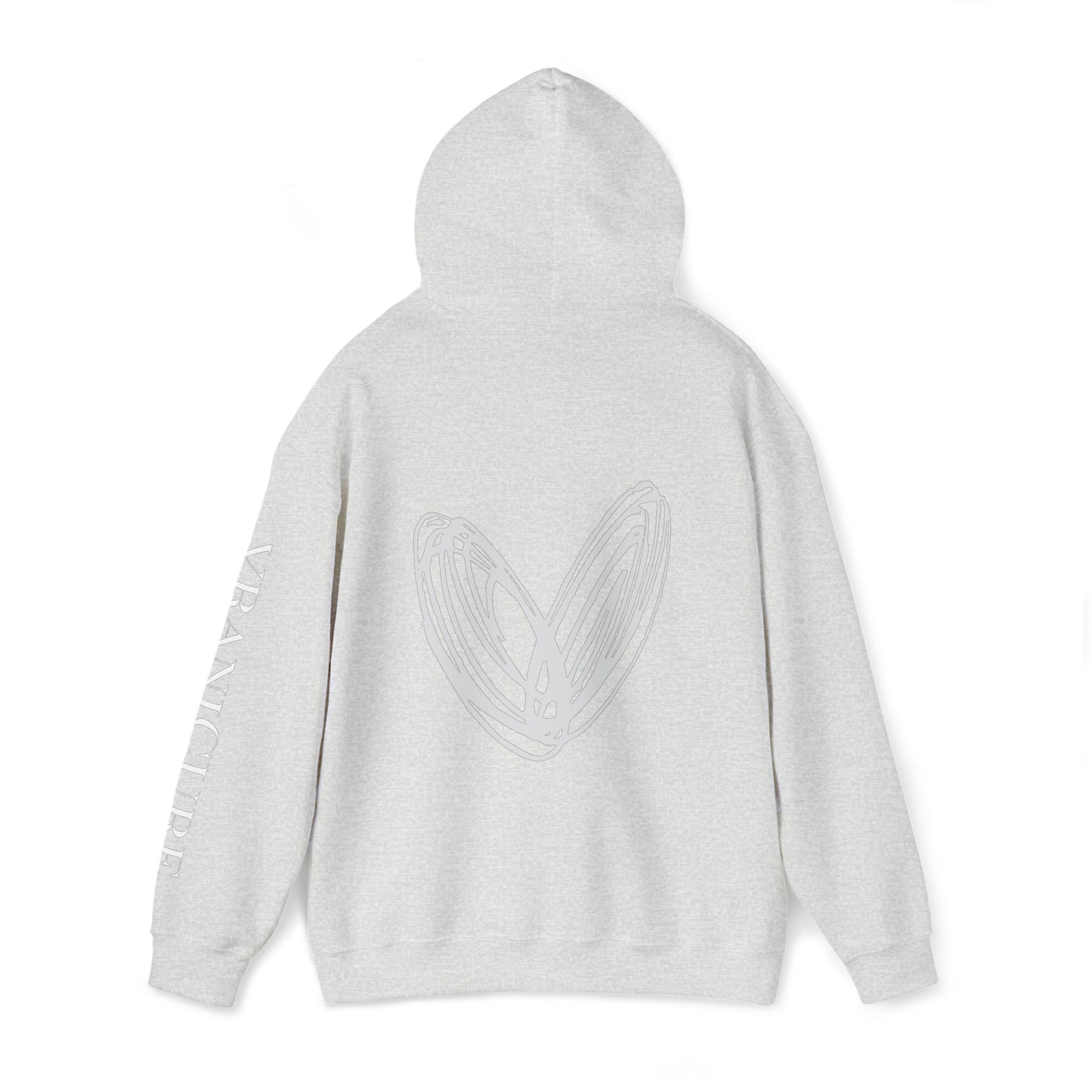 vraniCURE sleeve white heart Hooded Sweatshirt