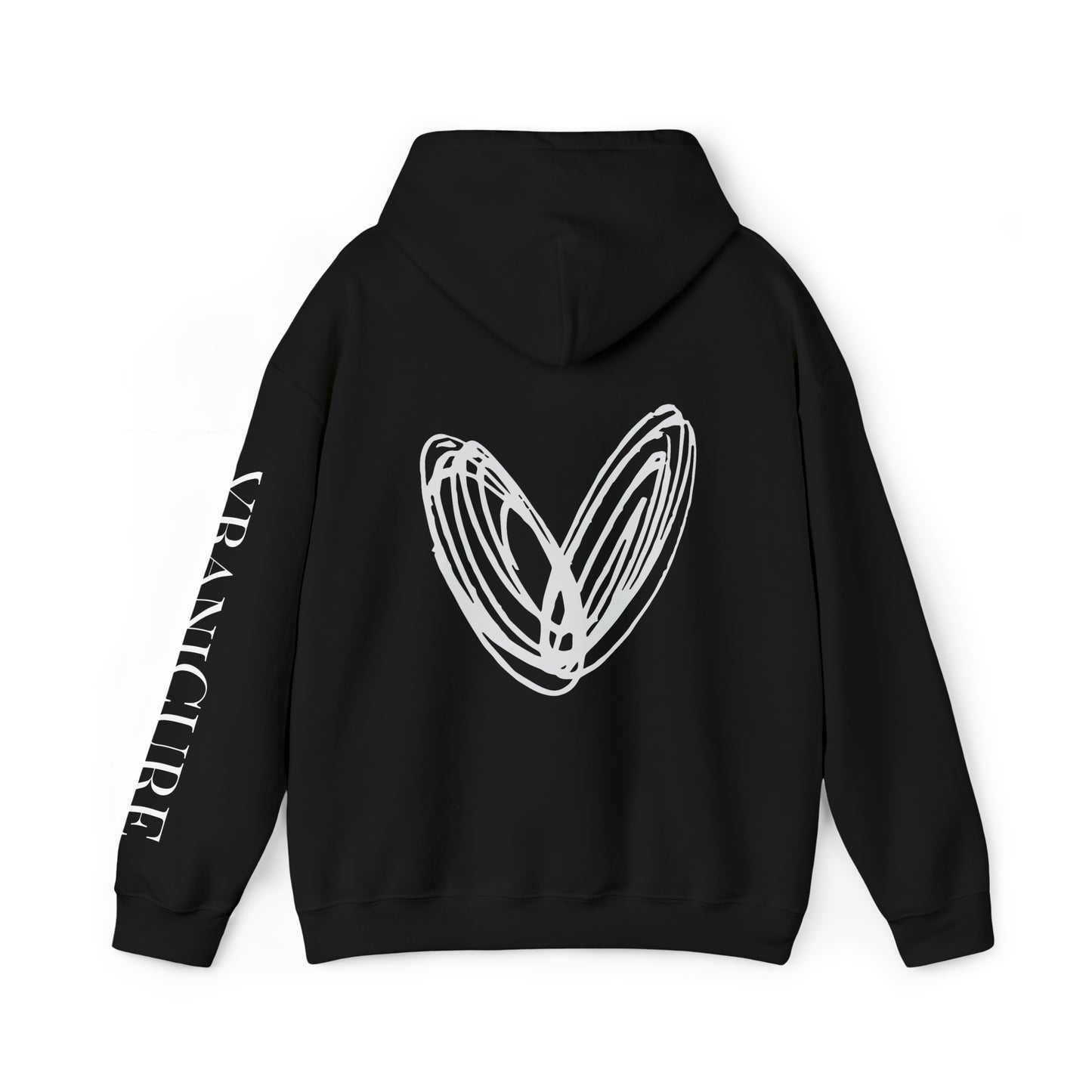 vraniCURE sleeve white heart Hooded Sweatshirt