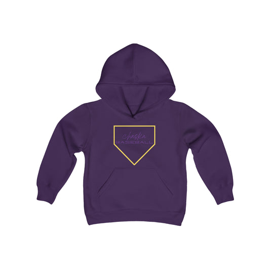 CHASKA baseball home plate Youth Heavy Blend Hooded Sweatshirt