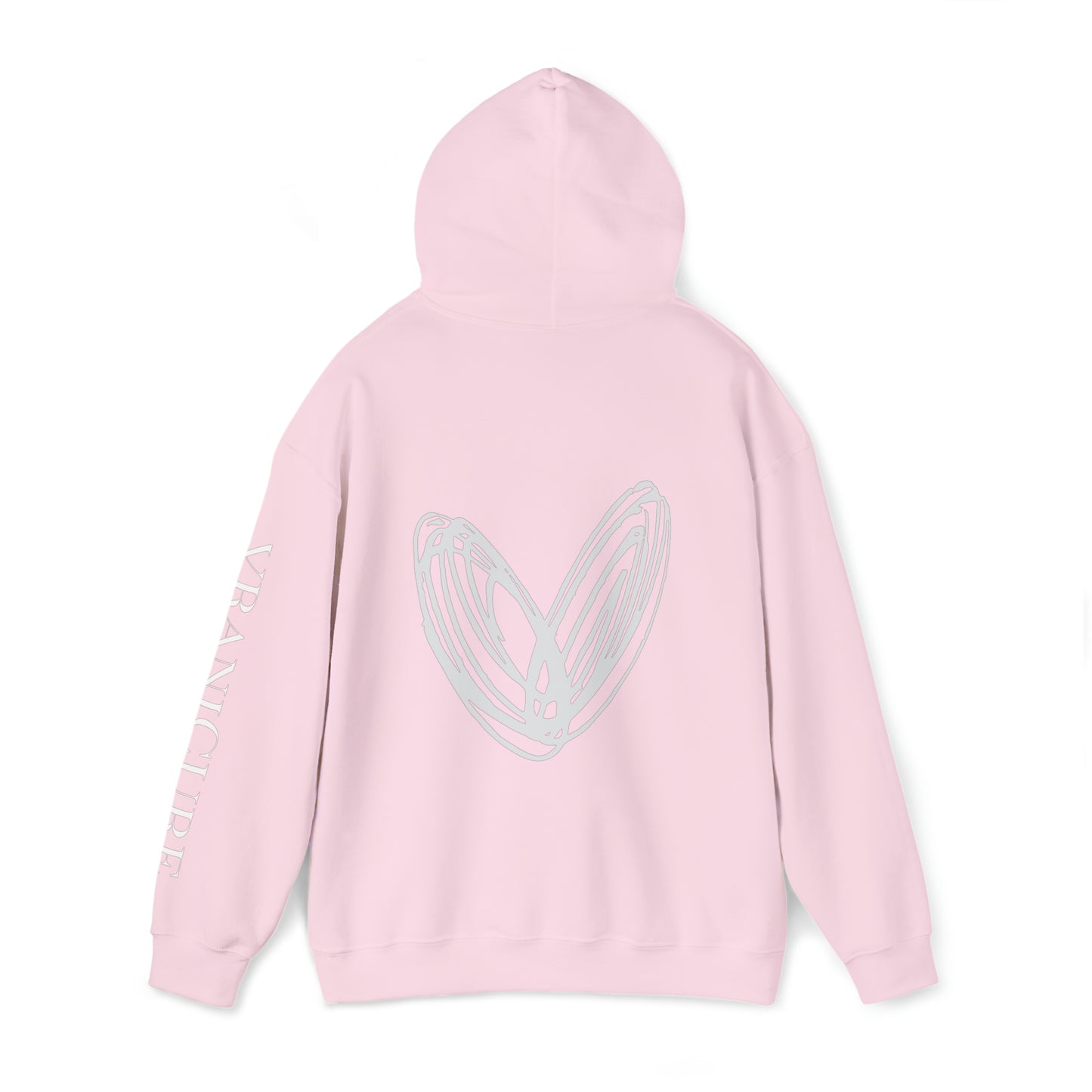 vraniCURE sleeve white heart Hooded Sweatshirt