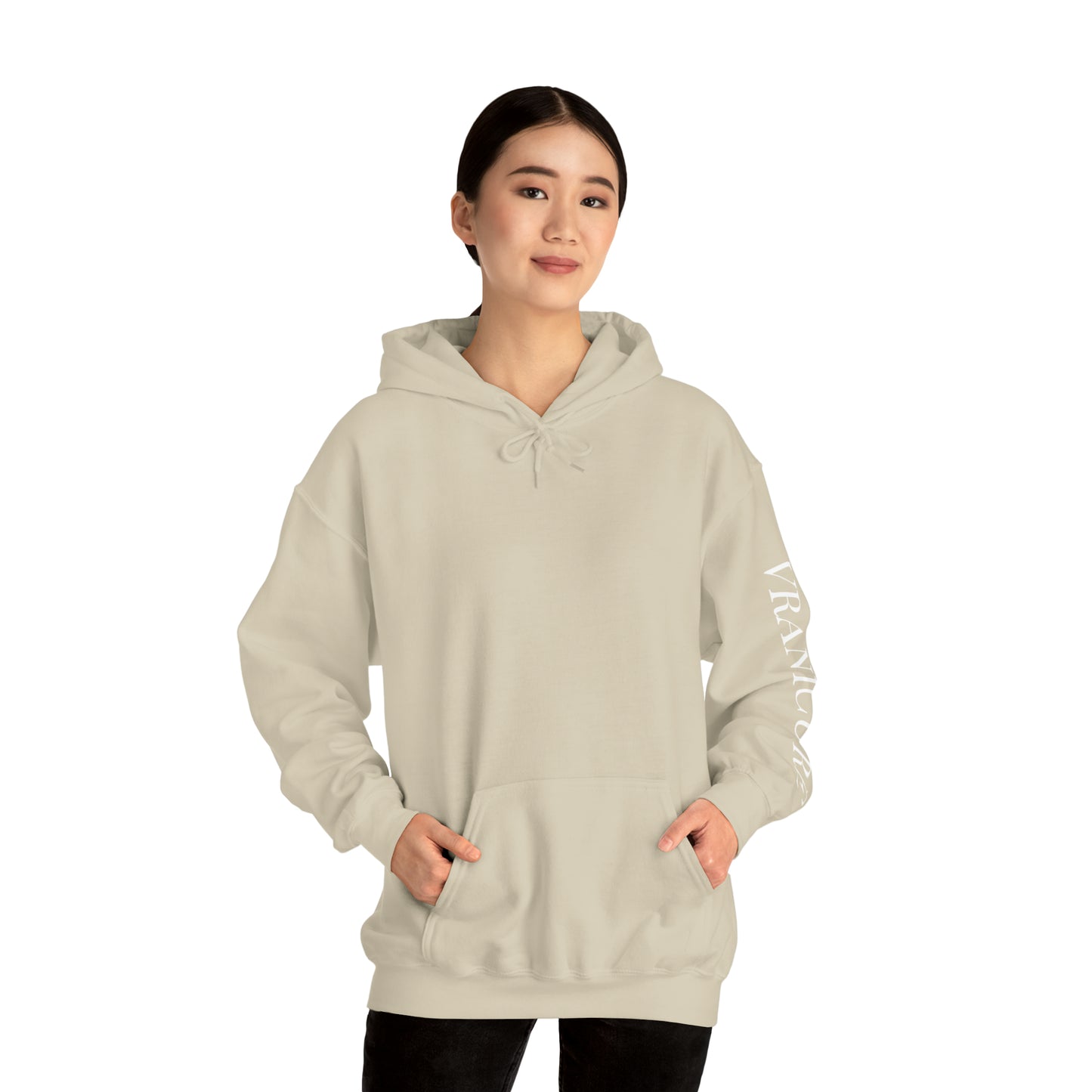 vraniCURE sleeve white heart Hooded Sweatshirt