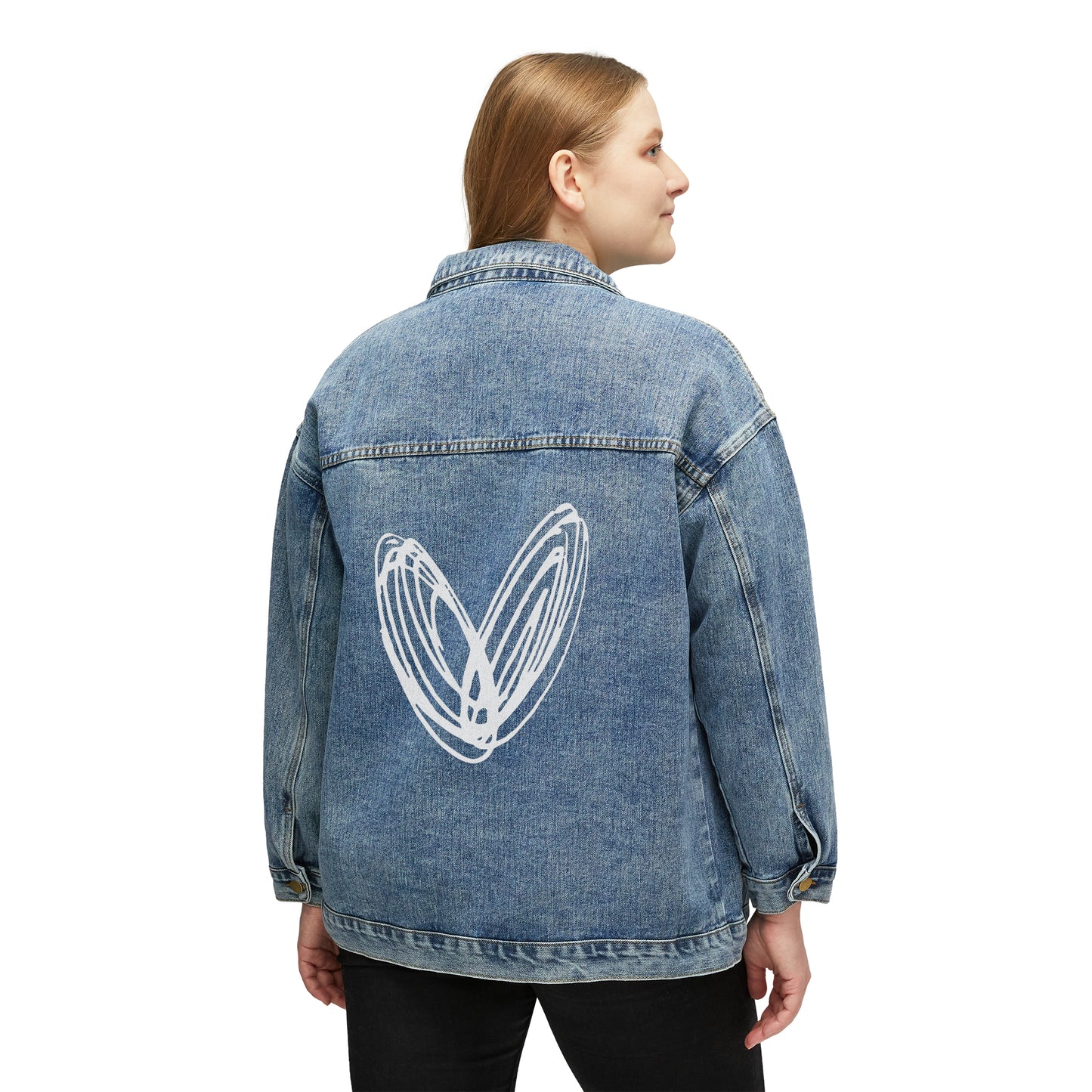 vraniCURE white heart Women's Denim Jacket