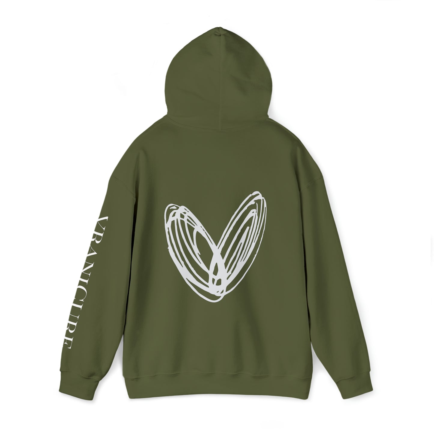 vraniCURE sleeve white heart Hooded Sweatshirt