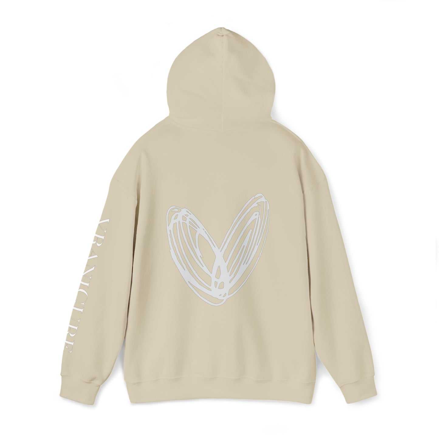 vraniCURE sleeve white heart Hooded Sweatshirt