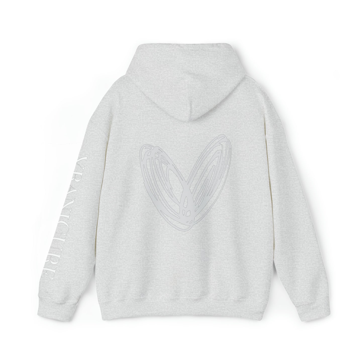 vraniCURE sleeve white heart Hooded Sweatshirt