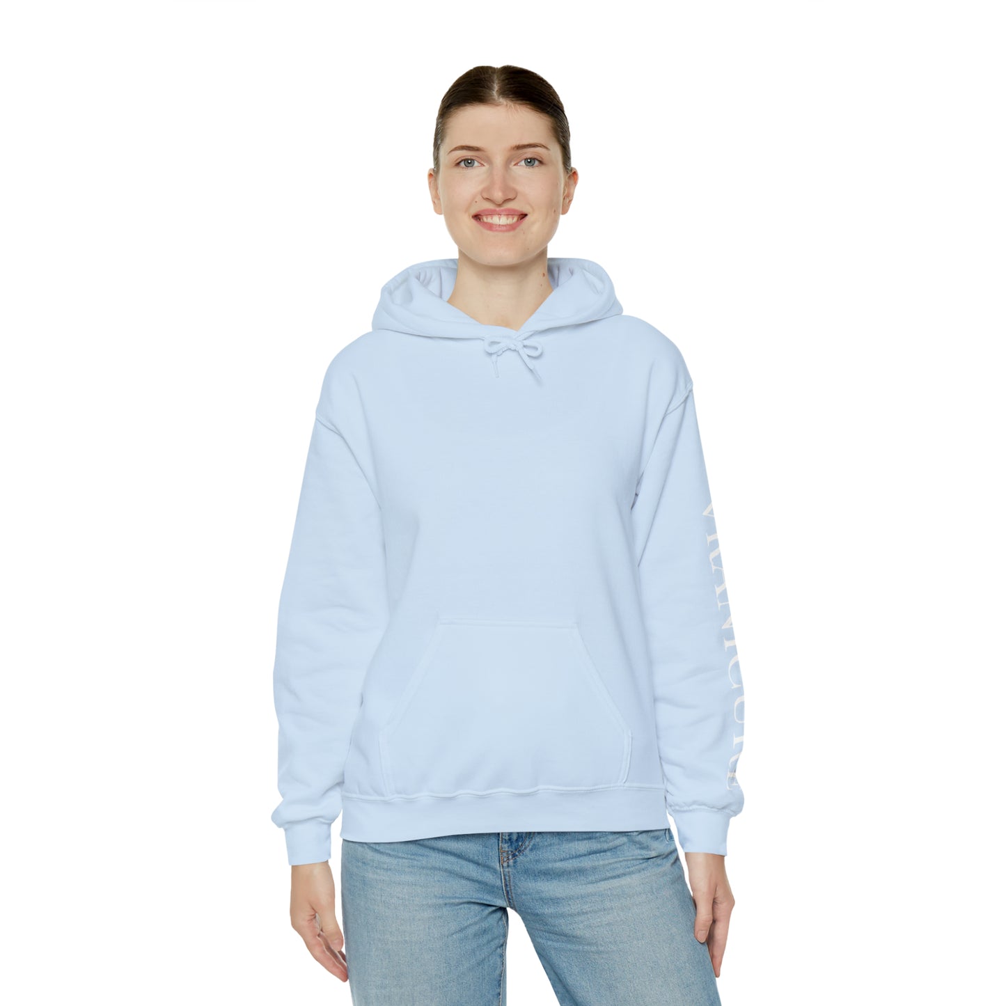 vraniCURE sleeve white heart Hooded Sweatshirt