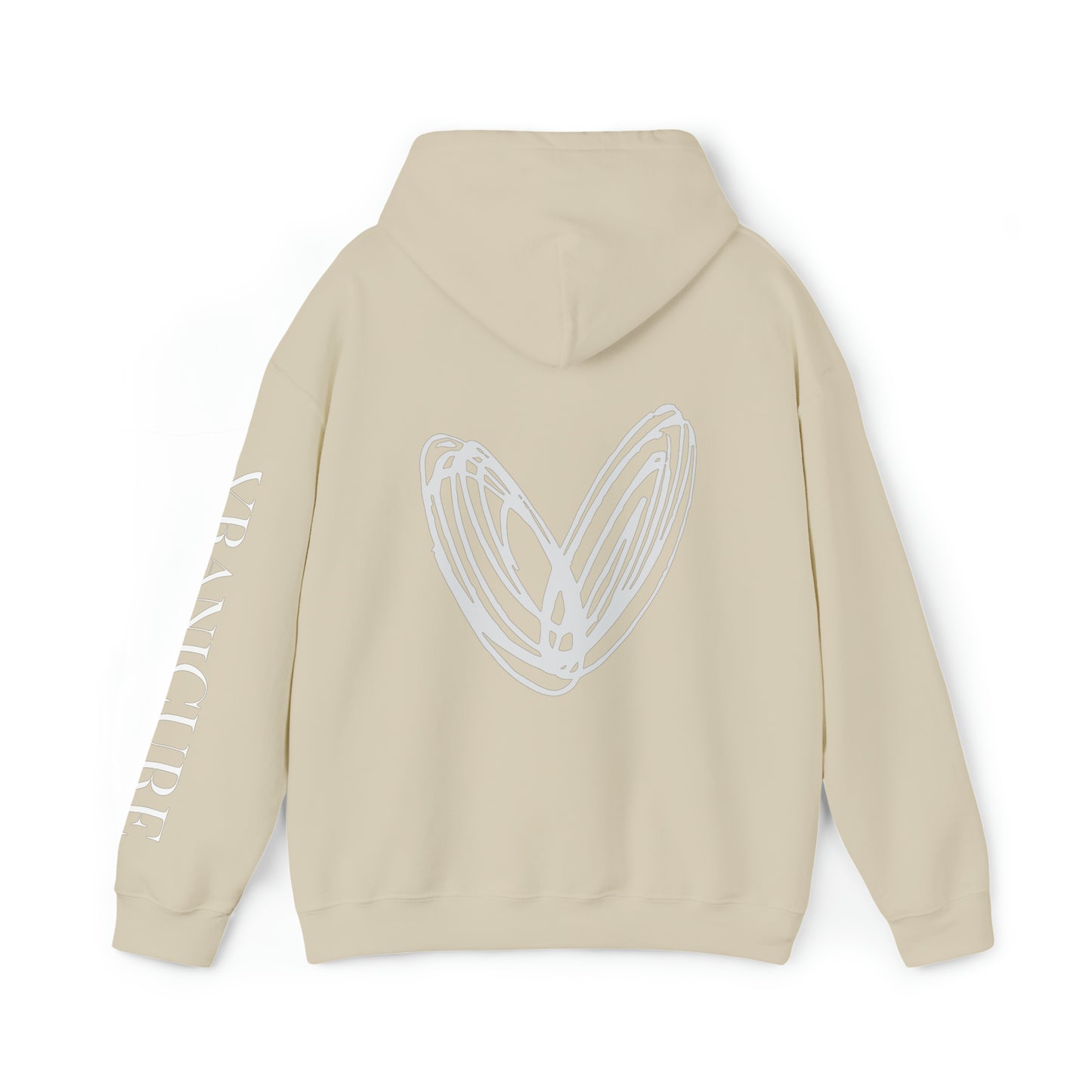 vraniCURE sleeve white heart Hooded Sweatshirt