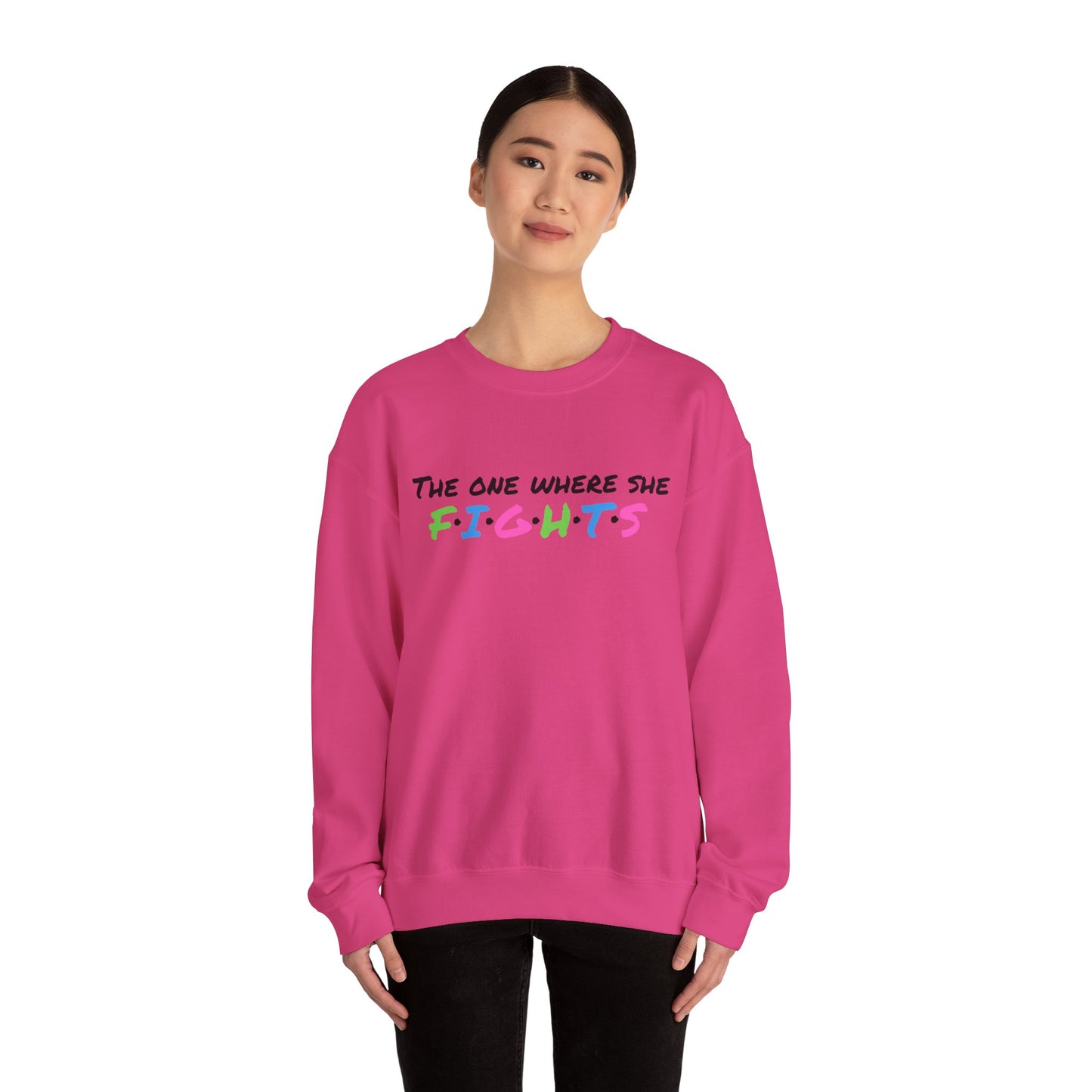 Amy Porter line- The One Where She Fights Unisex Heavy Blend™ Crewneck Sweatshirt