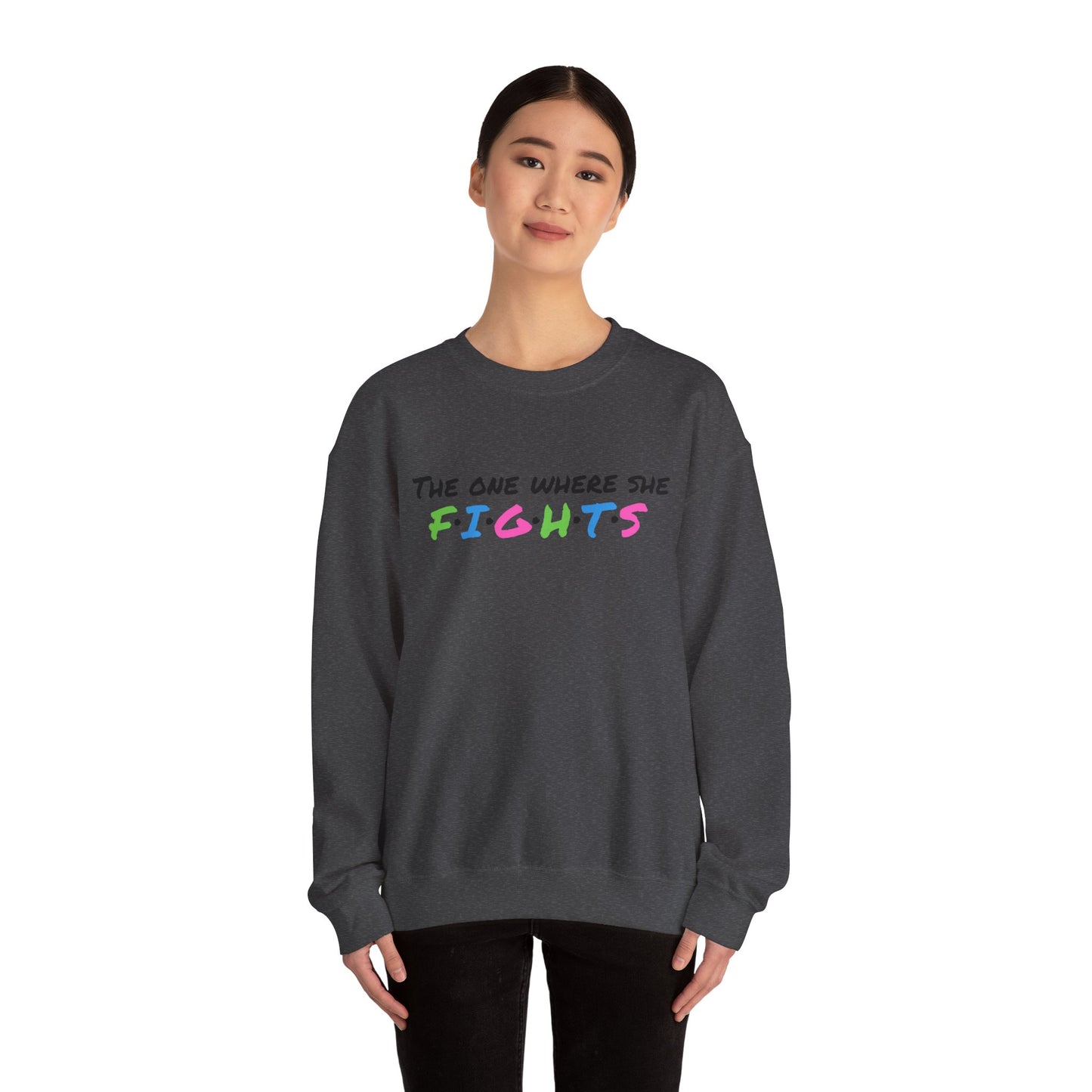 Amy Porter line- The One Where She Fights Unisex Heavy Blend™ Crewneck Sweatshirt