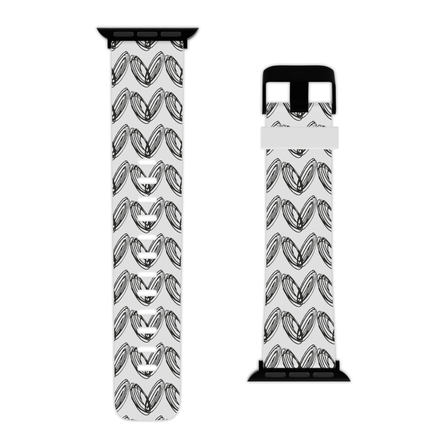 vraniCURE Watch Band for Apple Watch white band black pattern heart