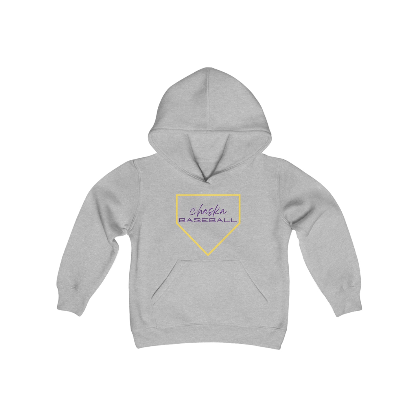 CHASKA baseball home plate Youth Heavy Blend Hooded Sweatshirt