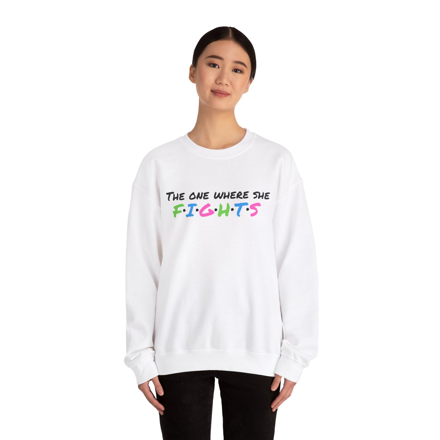 Amy Porter line- The One Where She Fights Unisex Heavy Blend™ Crewneck Sweatshirt