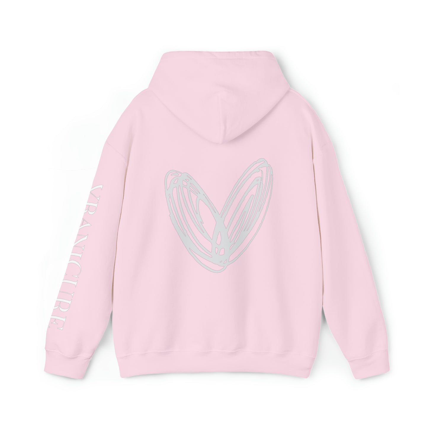 vraniCURE sleeve white heart Hooded Sweatshirt