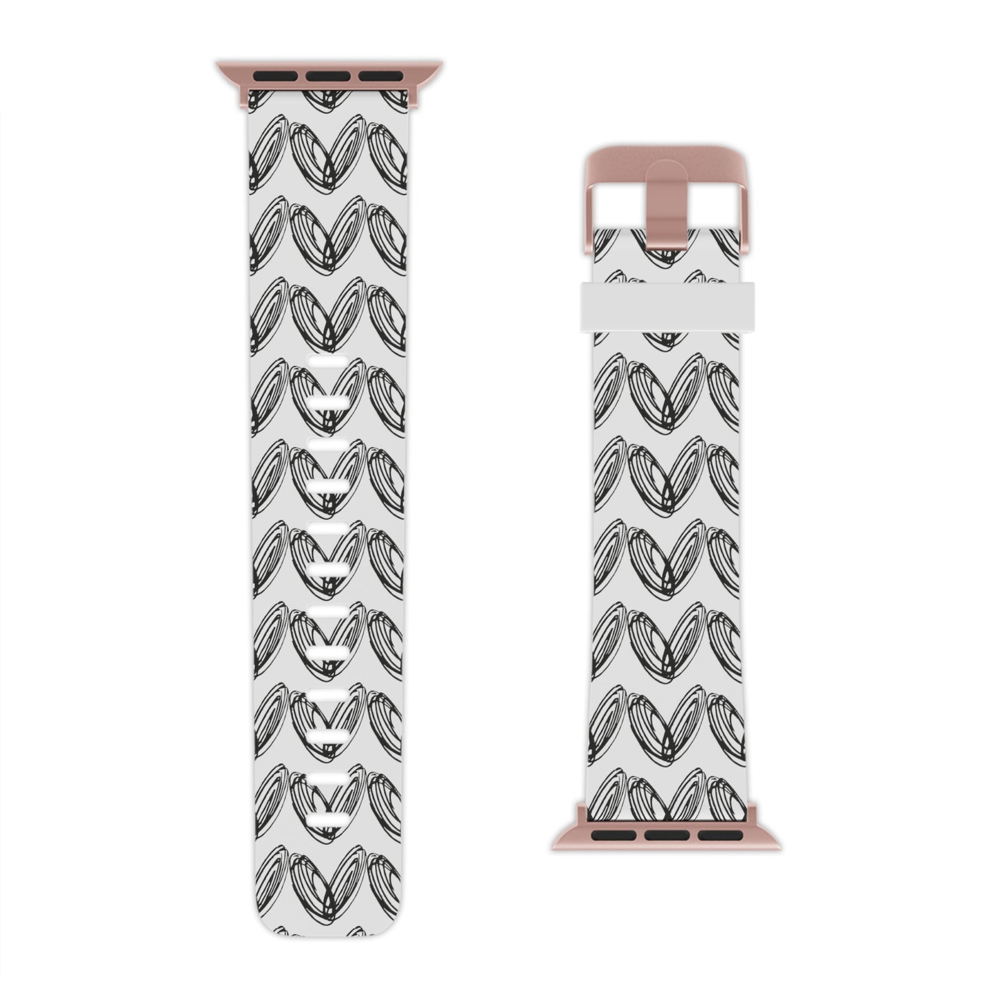 vraniCURE Watch Band for Apple Watch white band black pattern heart