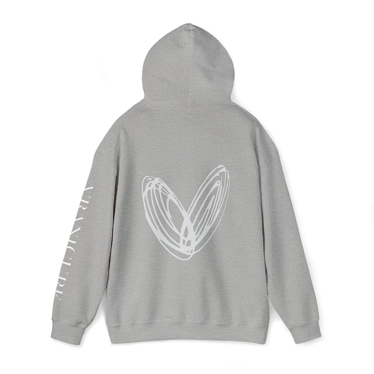 vraniCURE sleeve white heart Hooded Sweatshirt