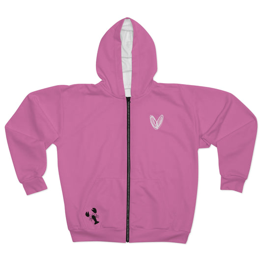 Amy Porter Line - The One Where She heart lobster PINK Unisex Zip Hoodie (AOP)