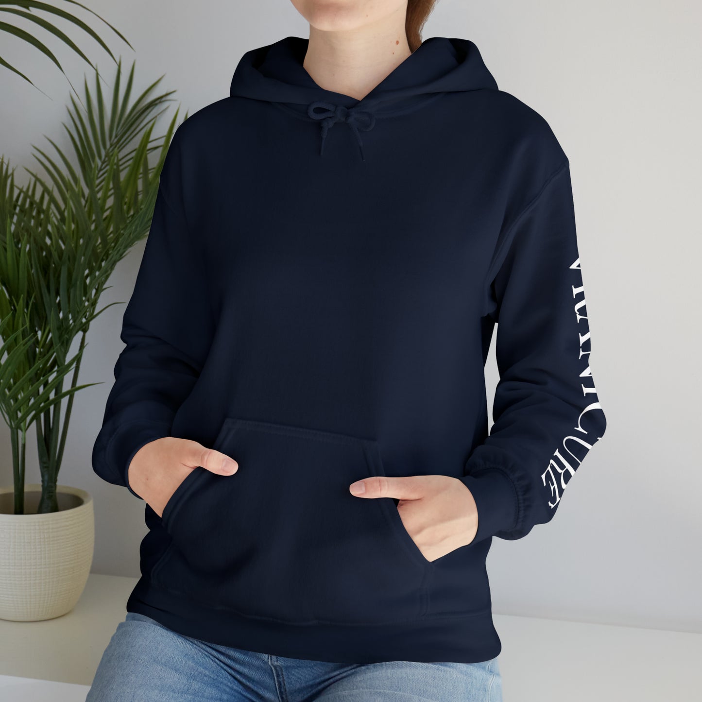 vraniCURE sleeve white heart Hooded Sweatshirt