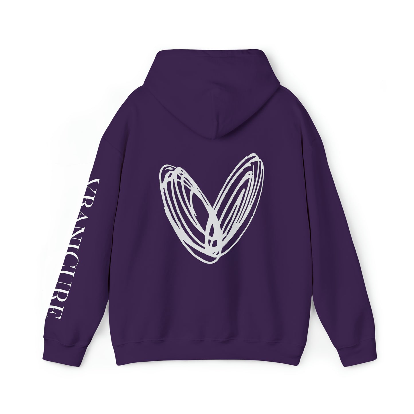 vraniCURE sleeve white heart Hooded Sweatshirt